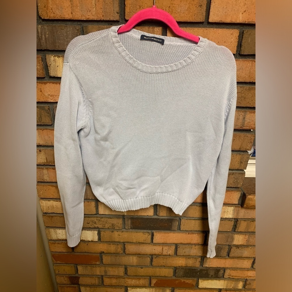 Brandy Melville Gray Cotton Crew Neck Sweater
